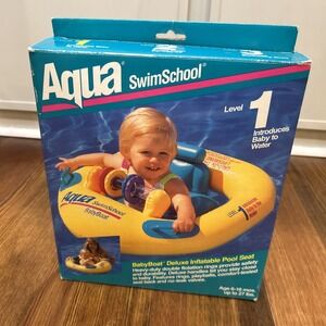 Aqua Original Swim School Level 1 Deluxe Baby Boat Pool Float Yellow 6-18 Mo.
